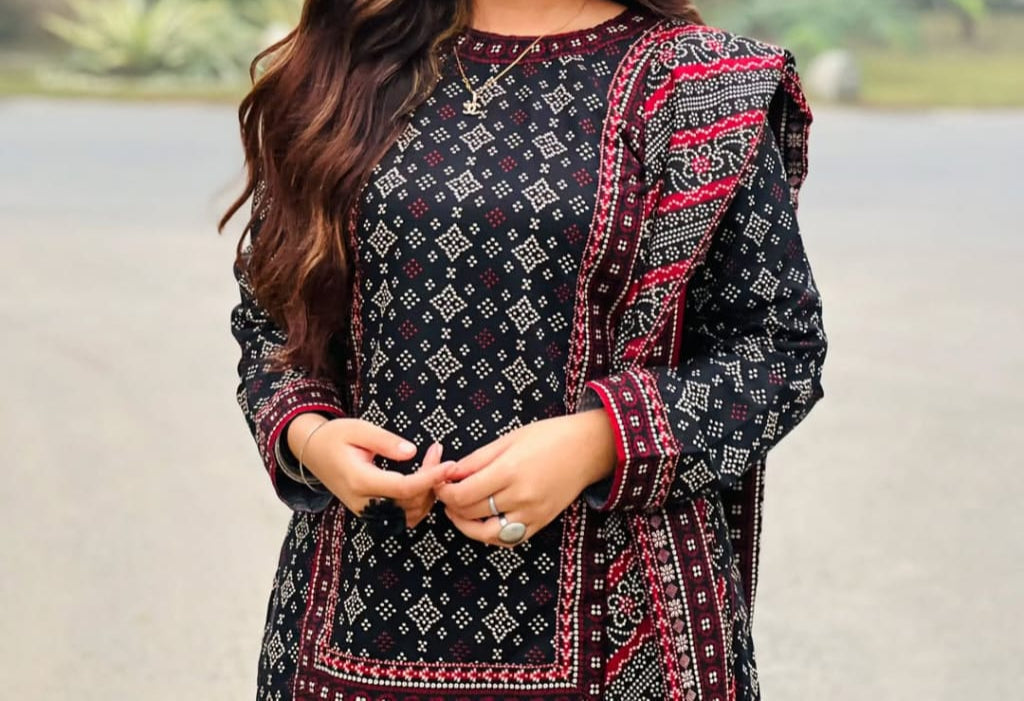 DIGITAL CHUNRI 3PC SUIT WITH FARSI SALWAR